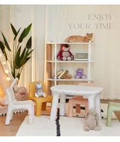 Kids Study Table And Chairs Set Backrest Cute Low Stool Small Kindergarten Outdoor Plastic Strong Durable Table Furniture Set