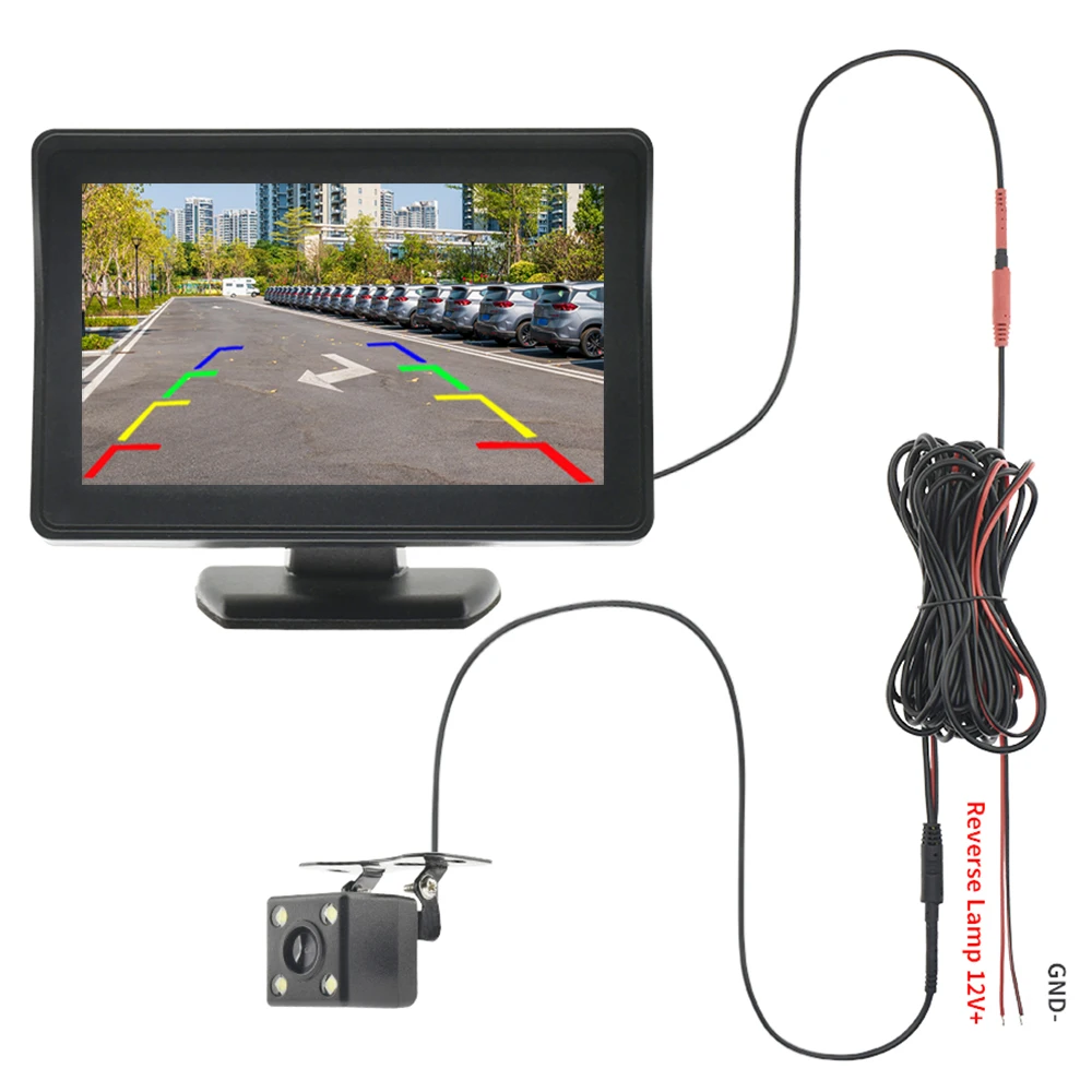 

Parking Car Rear View Camera With Monitor 4.3 Inch For 170 Angle Waterproof Night Vision Backup Easy Installation System