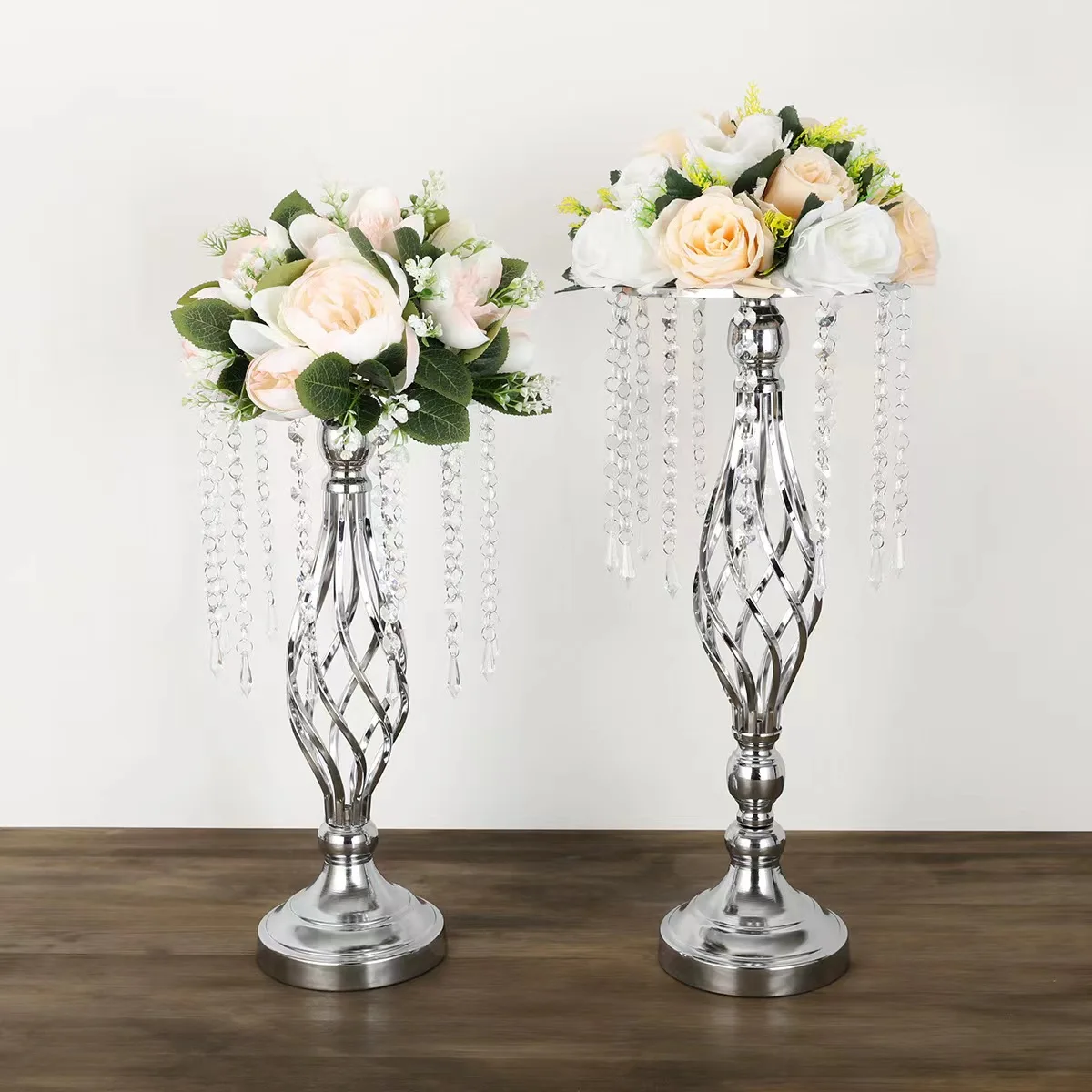 8/ 10 PCS Quisite Flower Vase Twist Shape Stand Golden/ Silver Wedding/ Table Centerpiece Road Lead Home Decor 5