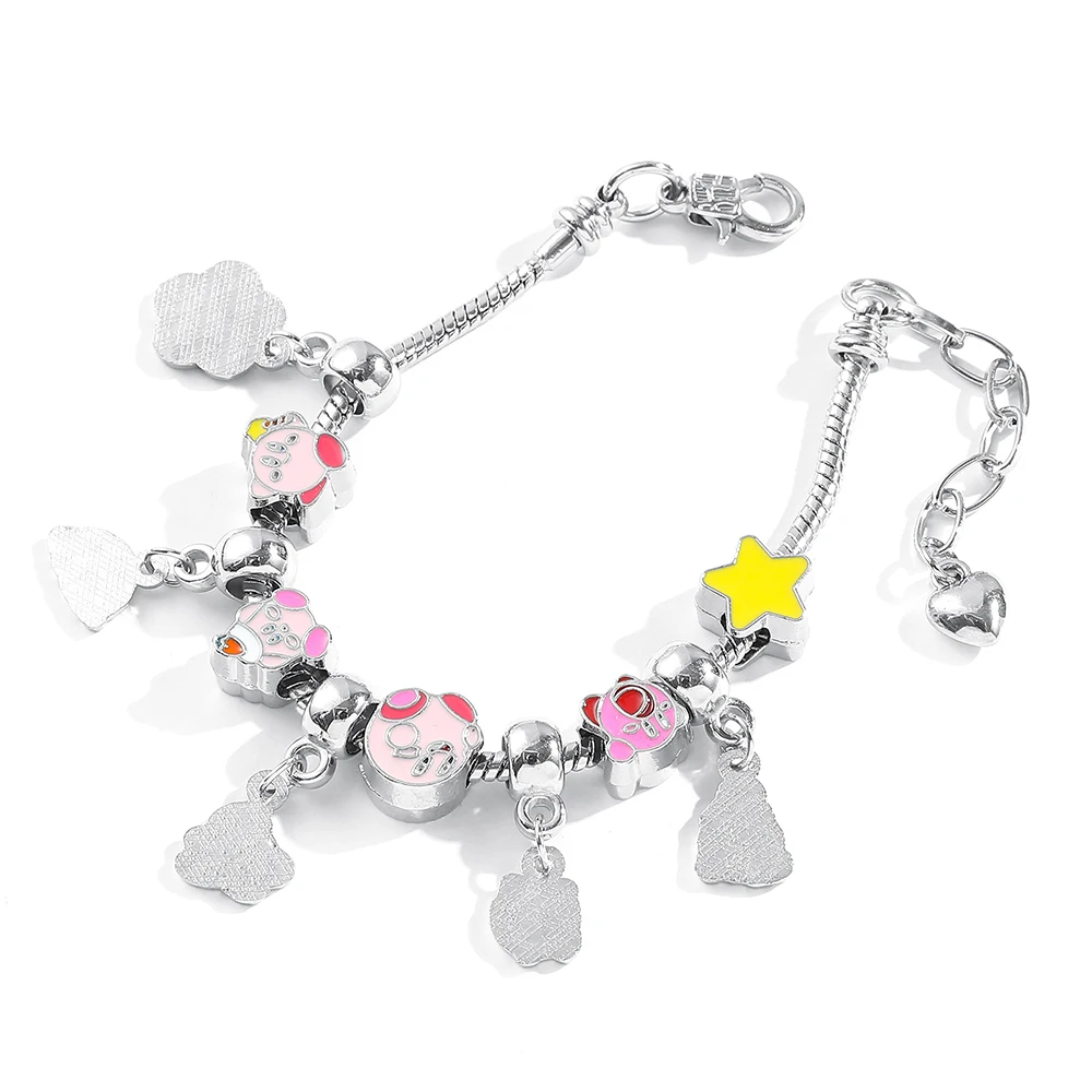Game Cartoon Kirby Bracelet Kawaii Pink Kirby Pendant Snake Chain