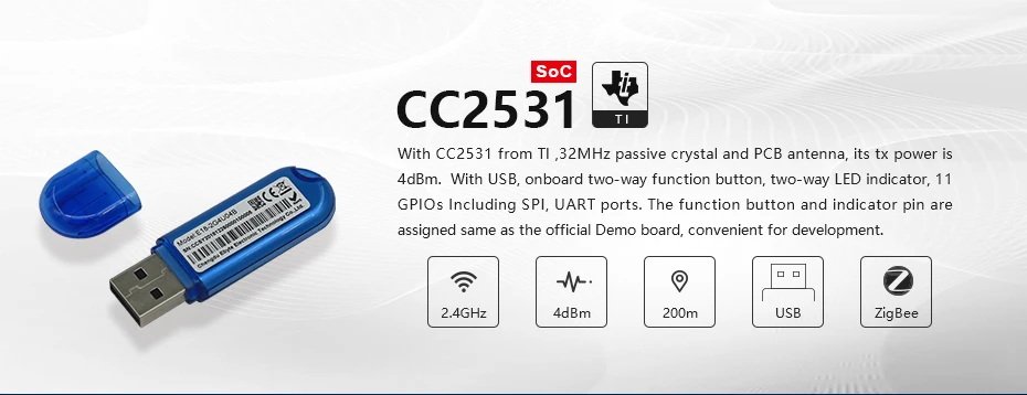 E18-2G4U04B SoC CC2531 Zigbee (7)