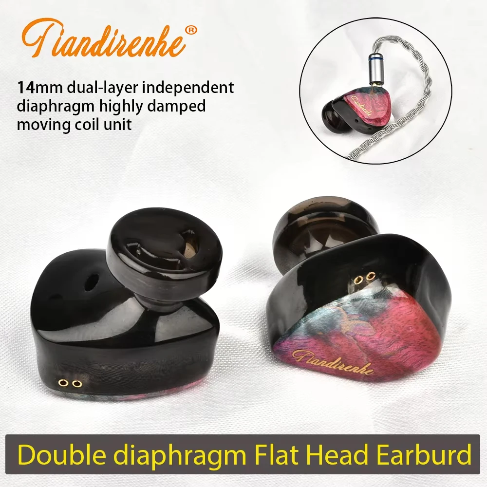 イヤホン Tiandirenhe TD26 ダブルダイヤフラムフラットイヤホン 14
