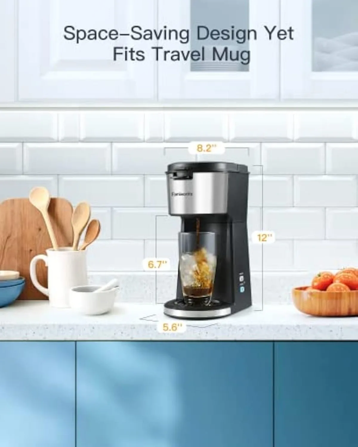 Iced Coffee Maker Hot & Cold Coffee Maker Single Serve for K Cup / Ground w/ Descaling Reminder & Self Cleaning USA NEW