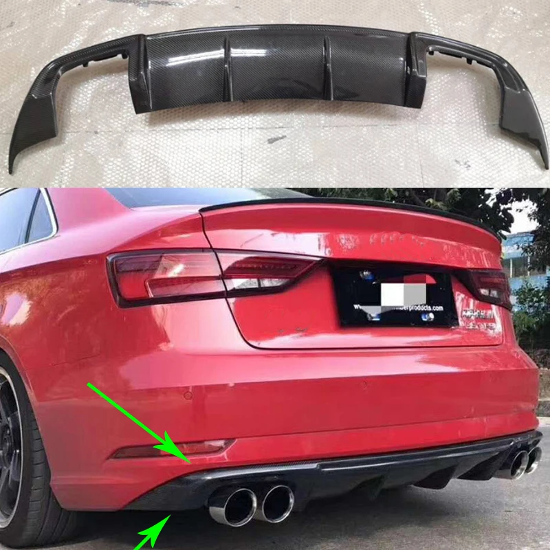 A3 8V Standard Sedan Real Carbon Fiber Rear Bumper Diffuser Spoiler for Audi A3 2017-2019 Car Accessories