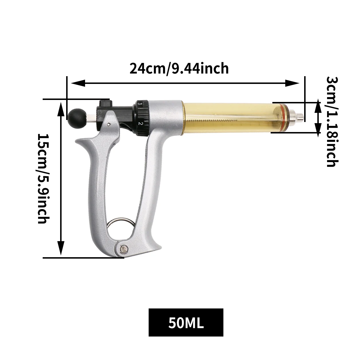 1 pz Siringa Continua Bestiame Semiautomatico Veterinario Farmaci Alimentatore Maiale Bovini Pecora scala Regolabile Siringa per Vaccini - immagine 3