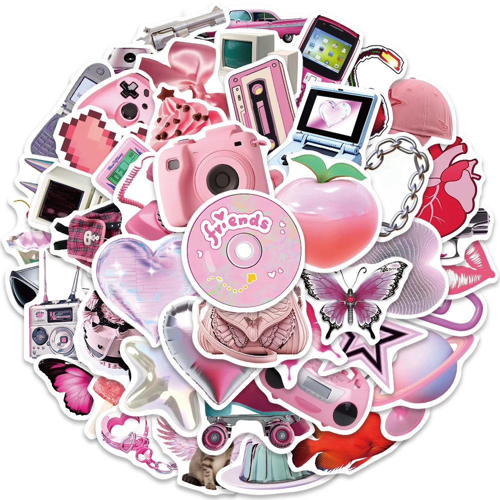 50pcs Y2K Stickers Cute Cartoon Vsco Girls Anime Vinyl Decals For Luggage Laptop Water Bottle Diary Waterproof Graffiti