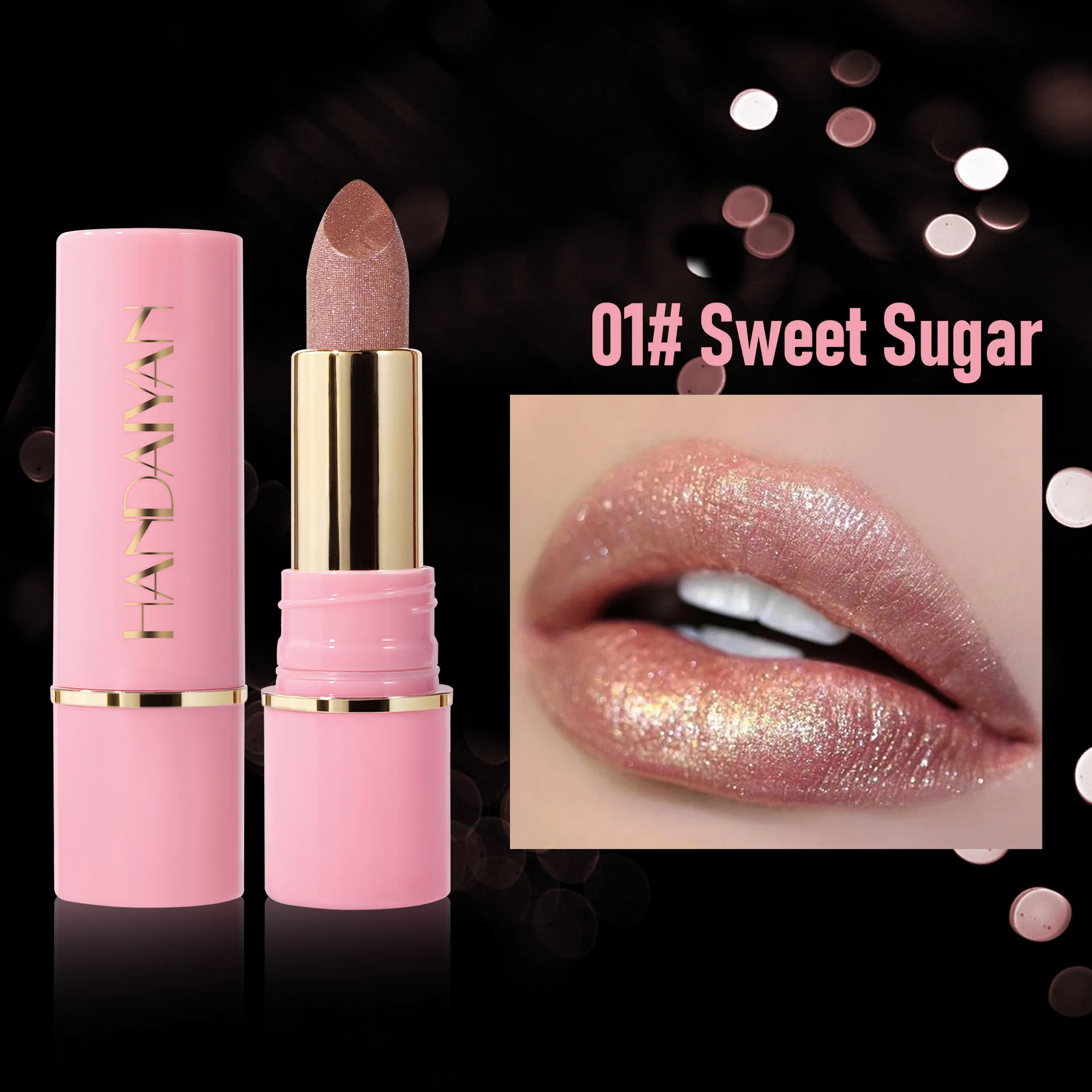 handaiyan 8 colors moisturizing and long-lasting embossed silk screen fine glitter lips translucent glass lip glitter lip gloss 6