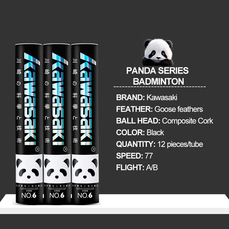 Badminton Shuttlecock Badminton Ball Feather Shuttlecock Kawasaki Badminton Durable Black Goose Feather Shuttlecock 77' Speed Indoor/Outdoor Daily Training