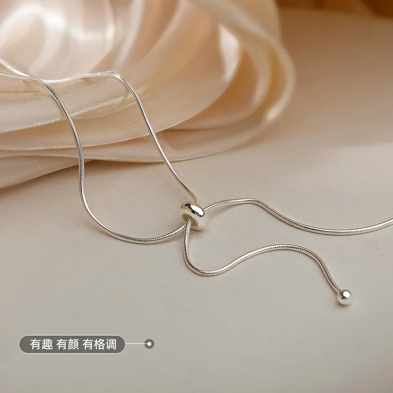 S Sterling Silver Sparkling Necklace for Women Short Clavicle Chain Choker Wedding Party Fine Jewelry silver necklace