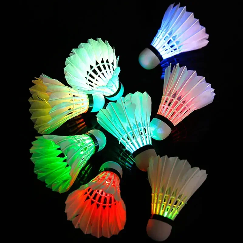 4pcs Lighting Badminton Dark Night Colorful LED Lighting Sport Badminton Light Spot Shuttlecock Accessory Red/Green/Blue/Colored badminton shuttlecock badminton ball