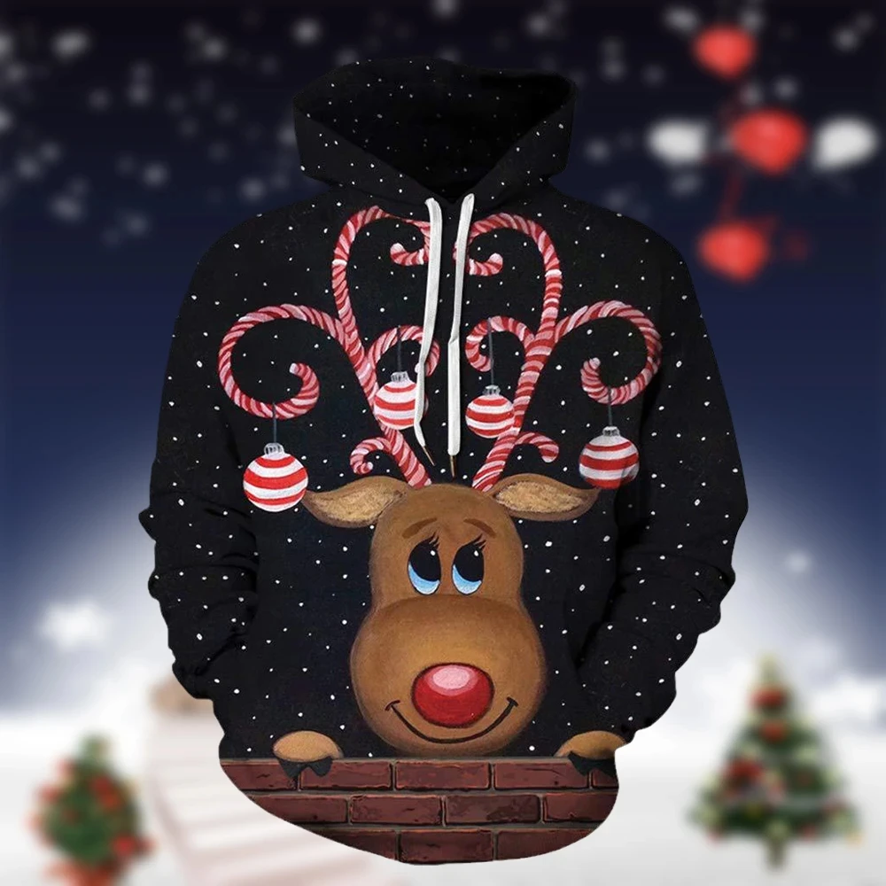 

Свитшот мужской оверсайз с 3d-рисунком, худи с рисунком кошки, одежда в рождественском стиле, уличная одежда, y2k