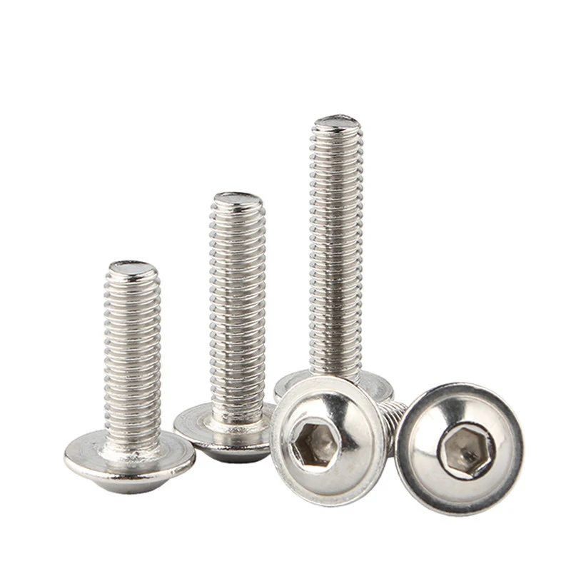 Stainless Steel Screw M2 M2.5 M3 M4 M5 M6 M8 M10 A2-70 Hexagon Socket Button Head Screws with Collar Bolt 10pcs/lot