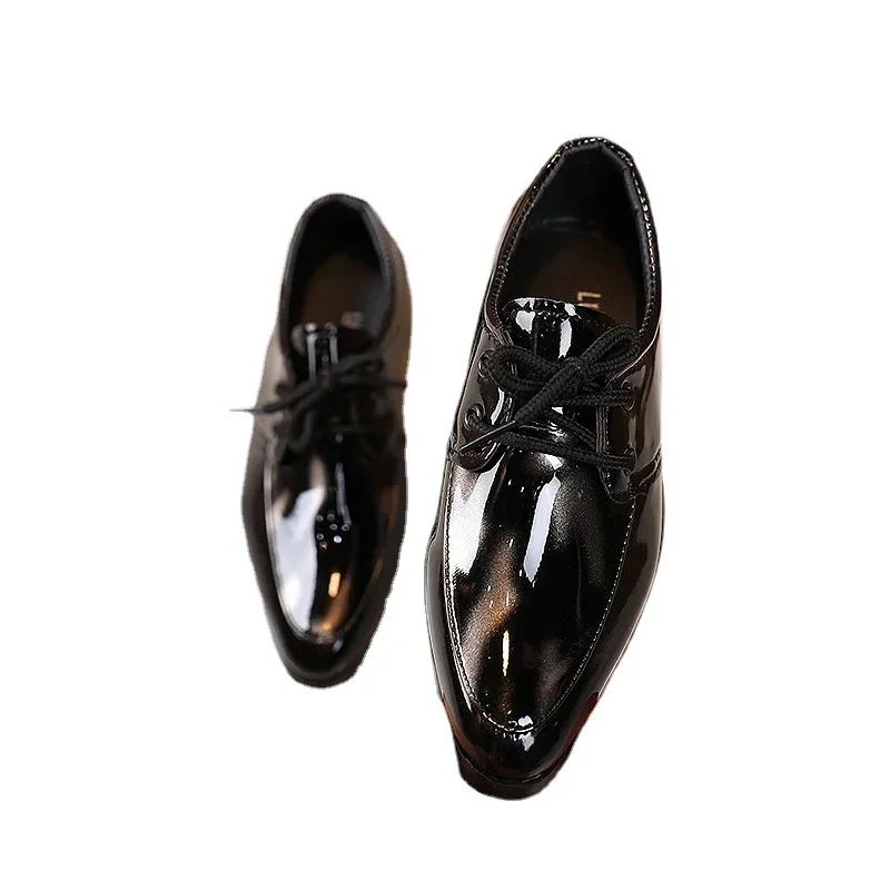 Leather Shoes for Boys Party Wedding Britain Style Low-heeled Lace-up Kids Performance kids shoes leather shoes