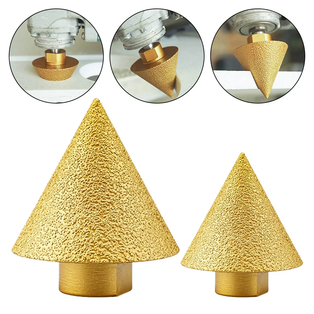 1pc M10 Thread Diamond Chamfer Bits Cone Carve Polishing Grinding Wheel For Tile Stone Ceramic Porcelain Round Bevel Trimming brazed diamond grinding wheel chamfer bit cone reamer m14 thread enlarge shape round hole beveling trimming tile ceramic marble