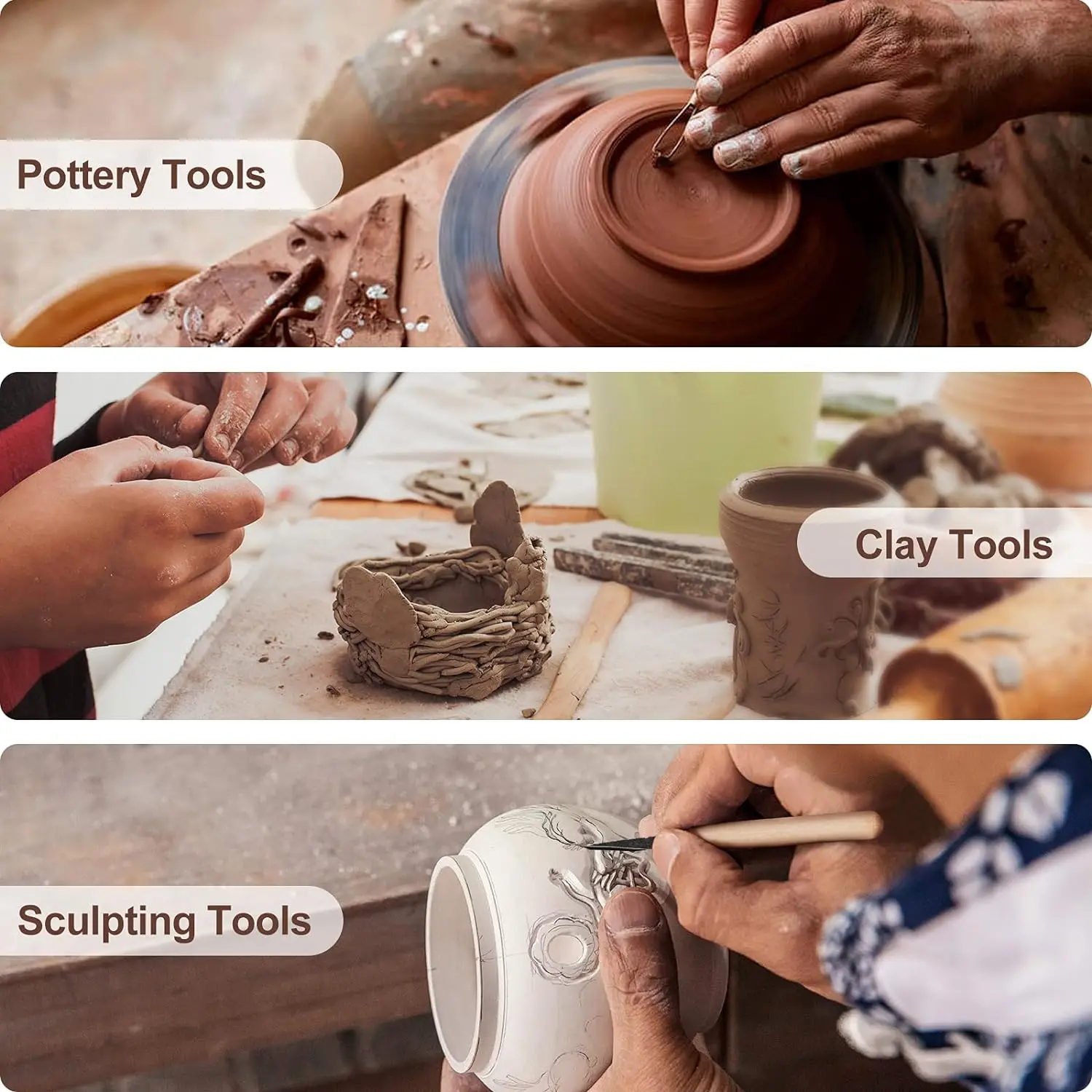 12pcs/set DIY Pottery Clay Sculpting Set Polymer Modeling Clay