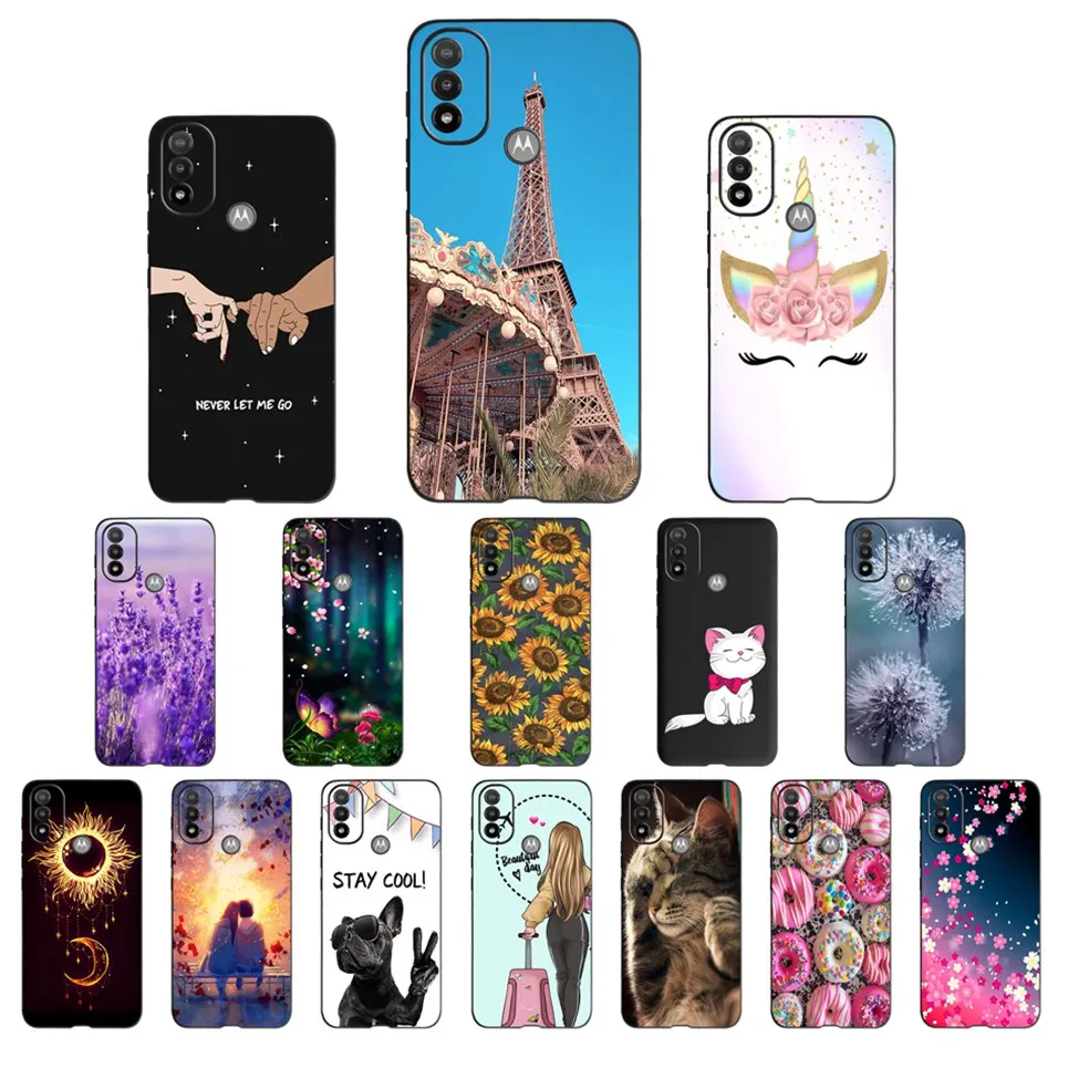 Per Fundas Motorola Moto E20 Custodia 6.5 Pollici Nuova Moda Stampa Colorata Cover Posteriore Per Moto E20 E 20 Xt2155 Paraurti Morbido Nero