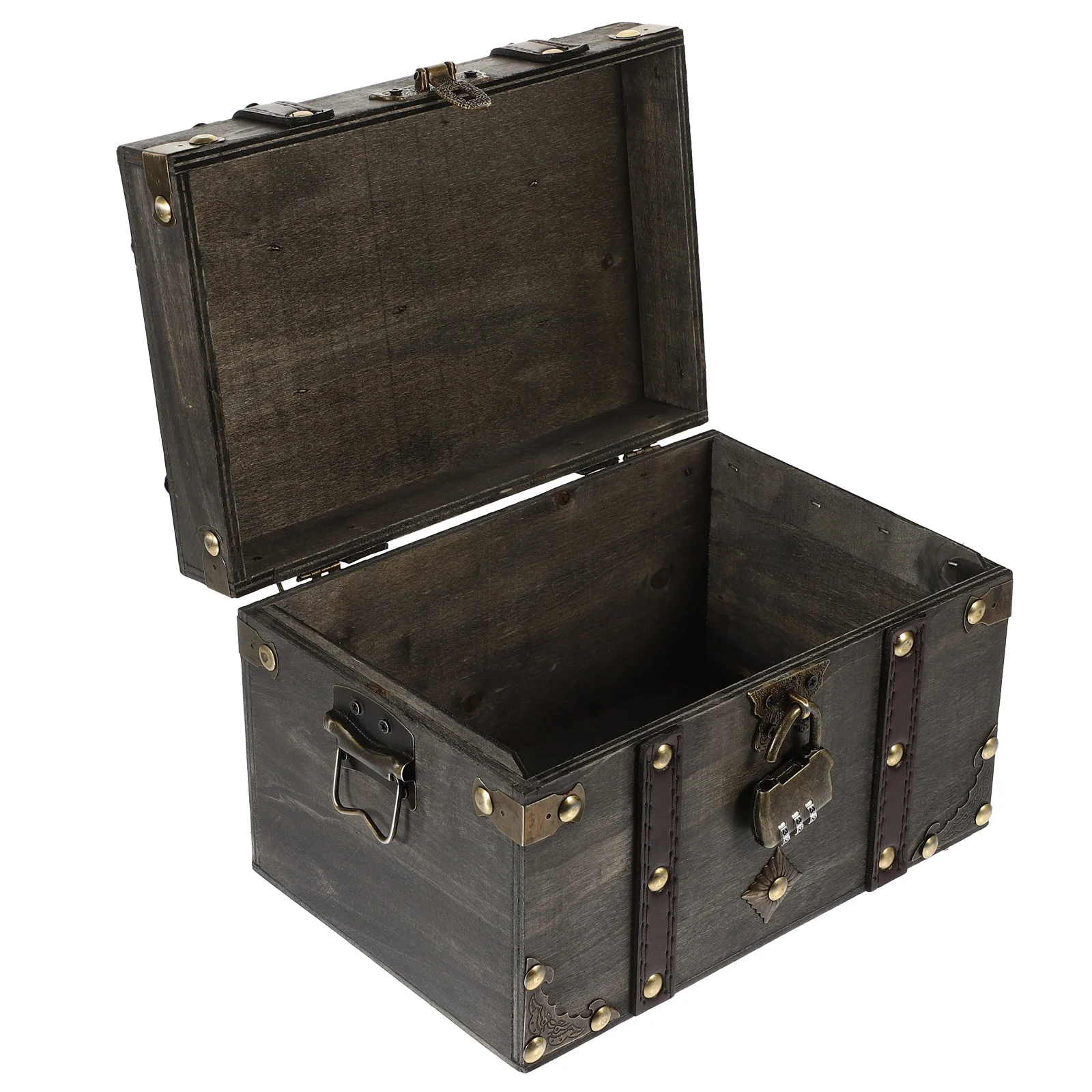 

Trinket Case Wood Treasure Jewelry Organizer Vintage Chest Storage Locked Retro Book