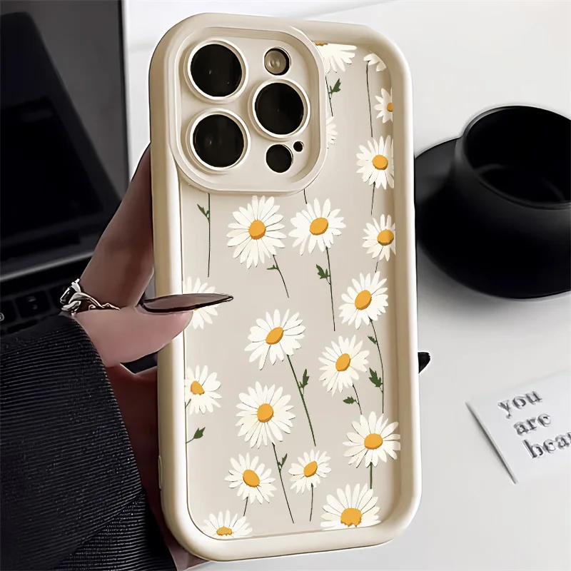 Daisy Flower Silicone Shockproof Phone Case - Soft Protective Cover