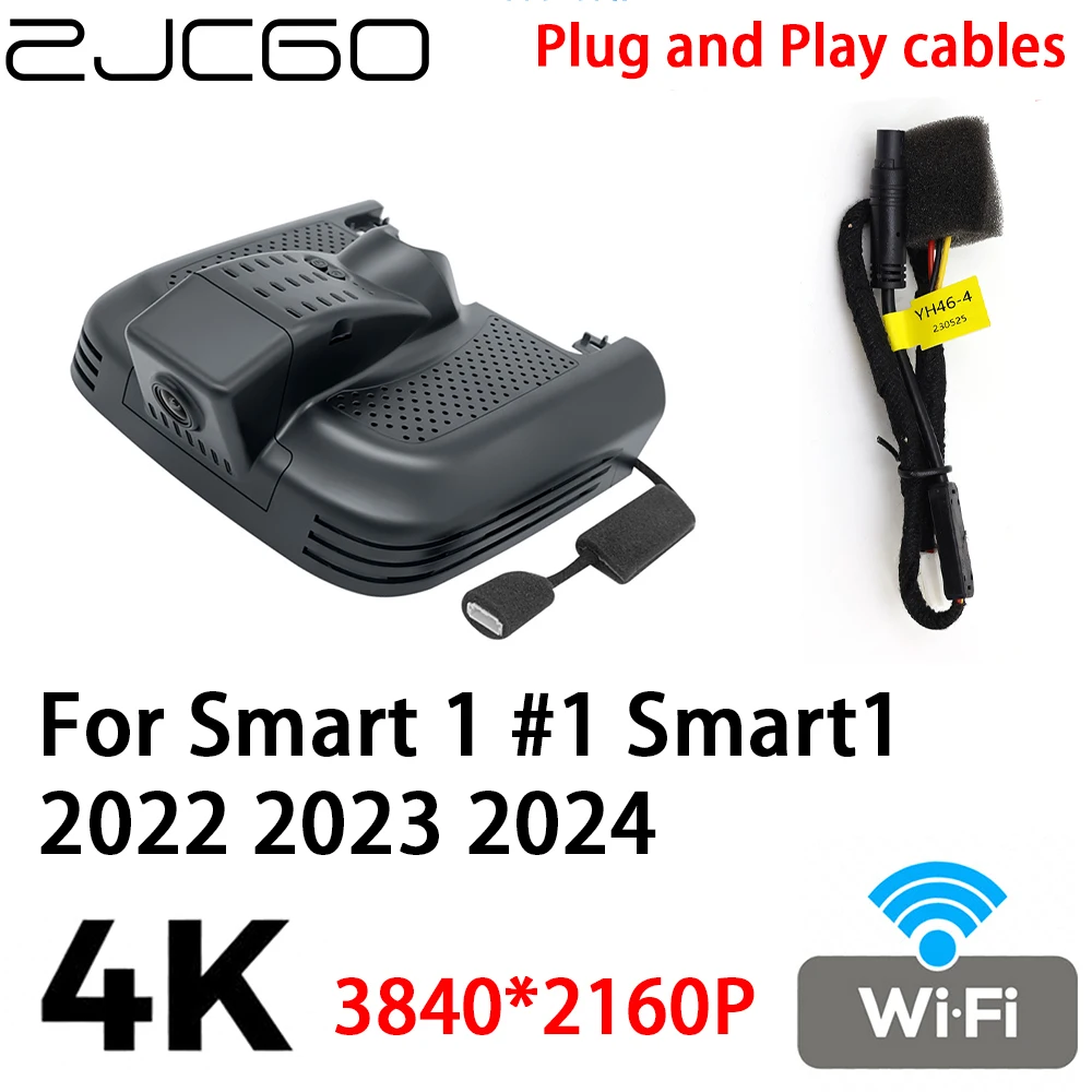 

ZJCGO 4K 2160P Автомобильный видеорегистратор, подключи и работай для Smart 1 #1 Smart1 2022 2023 2024