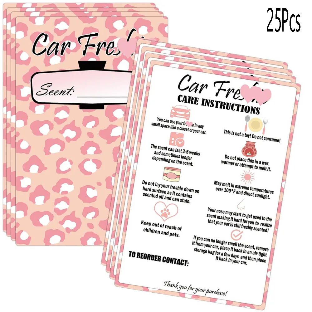 Car Freshiess Insert Cards Freshie Scent Label 4x6inch Care Instruction Cardstock DIY Crafts Cards Silicone Molds Supplies 25Pcs