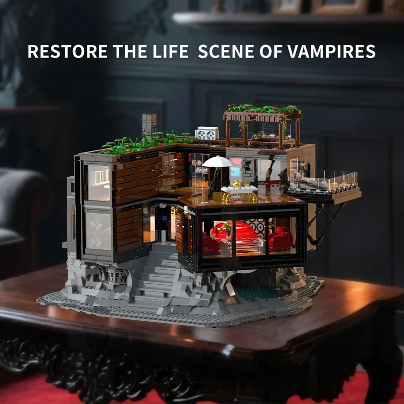  Klemmbausteine 3388 Teile Vampire Familie Film Haus Gebäude Sets Stadt Straße Architektur Modulare Baustein Montage Modell Kit Geschenke – Detail 2
