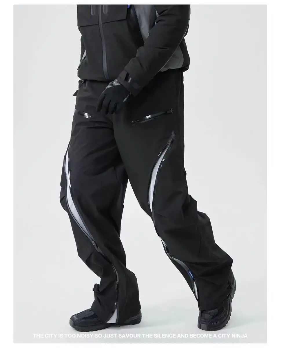Silenstorm 24aw Outdoor straight leg soft shell pants integrated belt ykk zippers contrast color mesh techwear gorpcore
