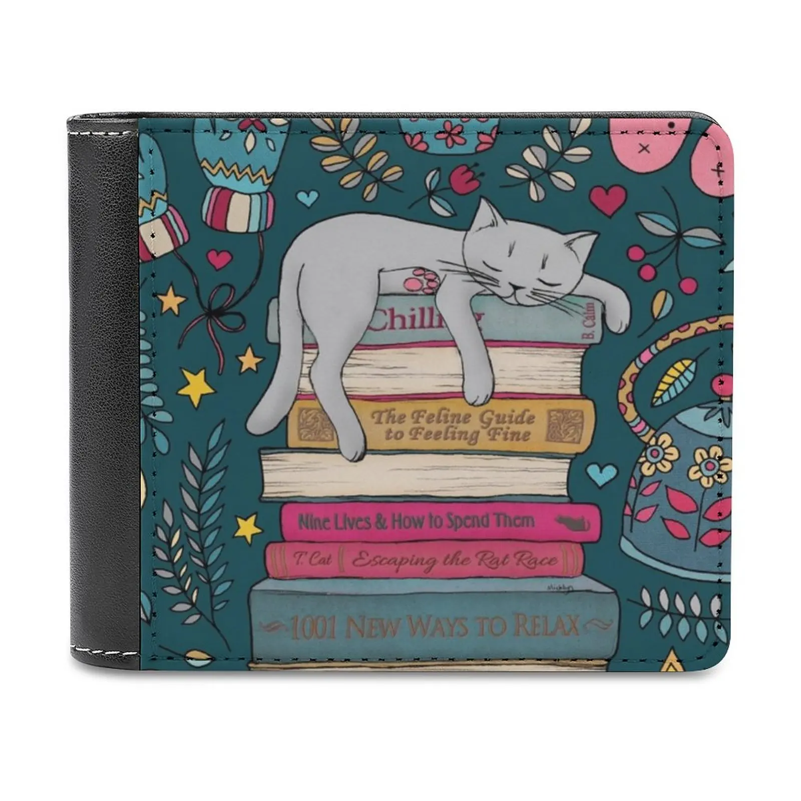 

How To Hygge Like A Cat Men's Wallet Purses Wallets New Design Dollar Price Top Men Leather Wallet Cat Cute Pattern Books Sleep