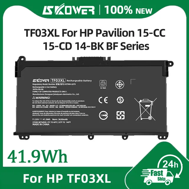 SKOWER TF03XL batterie d'ordinateur portable pour HP pavillon 14-BK 14-CE 15-CS 15-CC 15-CD 17-BY TPN-C136 TPN-I130 TPN-Q207 ajustement HT03XL 1