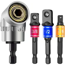 

3Pcs Impact Grade 1/4 3/8 1/2" Hex Shank Drill Nut Driver Bit Set 105 Degree Right Angle Driver Extension Screwdriver Drill