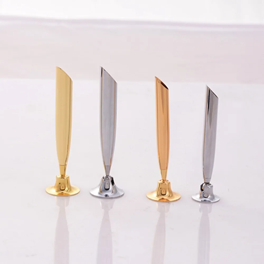 Pen Holder Rotating Gel Pen Holder Metal Stand Fixed Gold/Silver Table Pen Rack Base for Bank Hotel Counter Signature