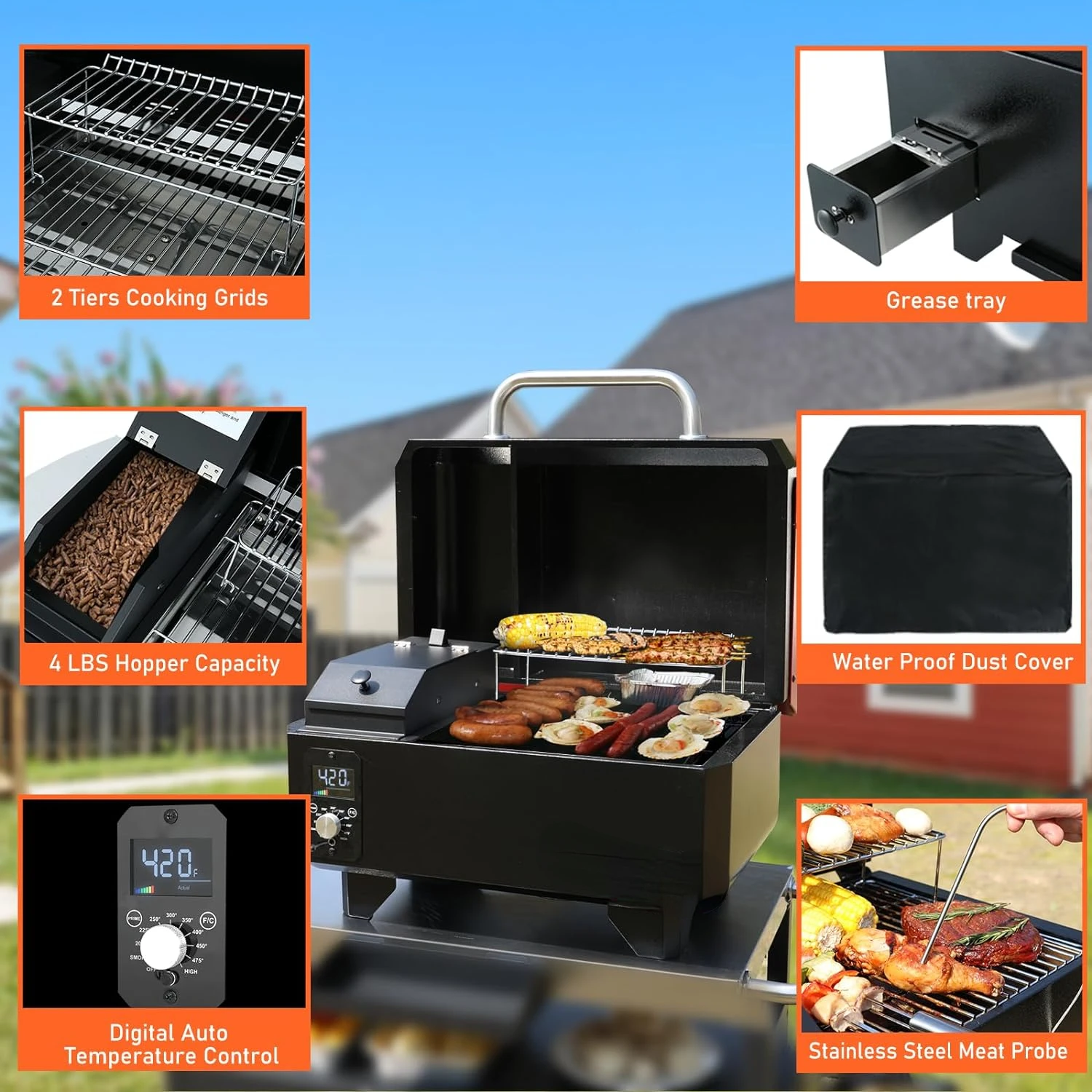 Portable Wood Pellet Grill and Smoker 2