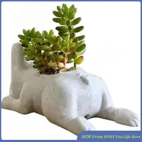 Succulent Planter Bulldog Shape Cute Bonsai Flower Pots For Home Garden Office Desktop Decor (No Plants) New 1