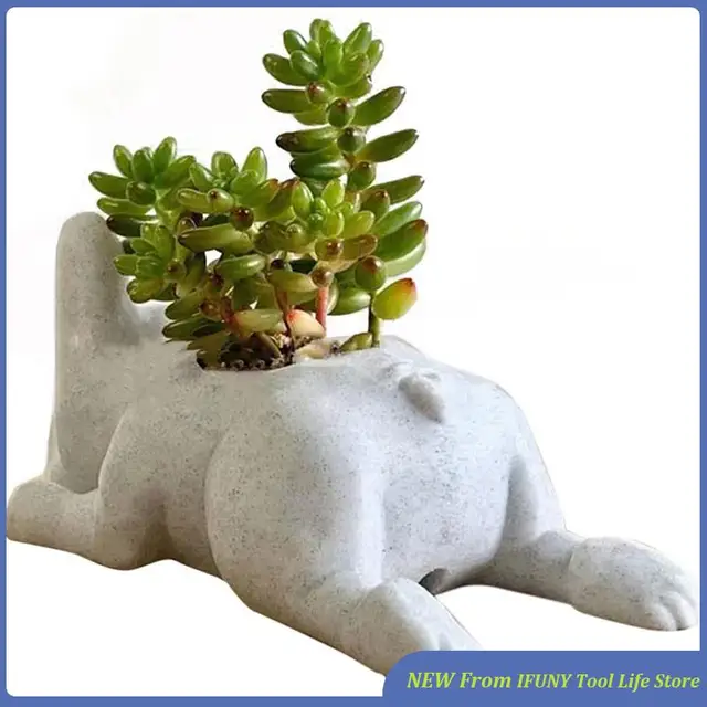 Succulent Planter Bulldog Shape Cute Bonsai Flower Pots For Home Garden Office Desktop Decor (No Plants) New 1