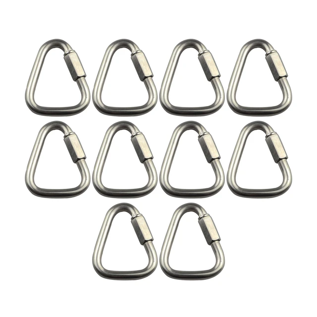 10Pcs Stainless Steel Quick Links Carabiner Locking Clips with