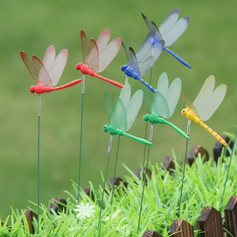 Dragonflies Insert Rod Potted Gardening Decoration Simulation Dragonfly Home Decoration Background Gardening 10Pcs Garden Art Decor Dragonfly Decoration