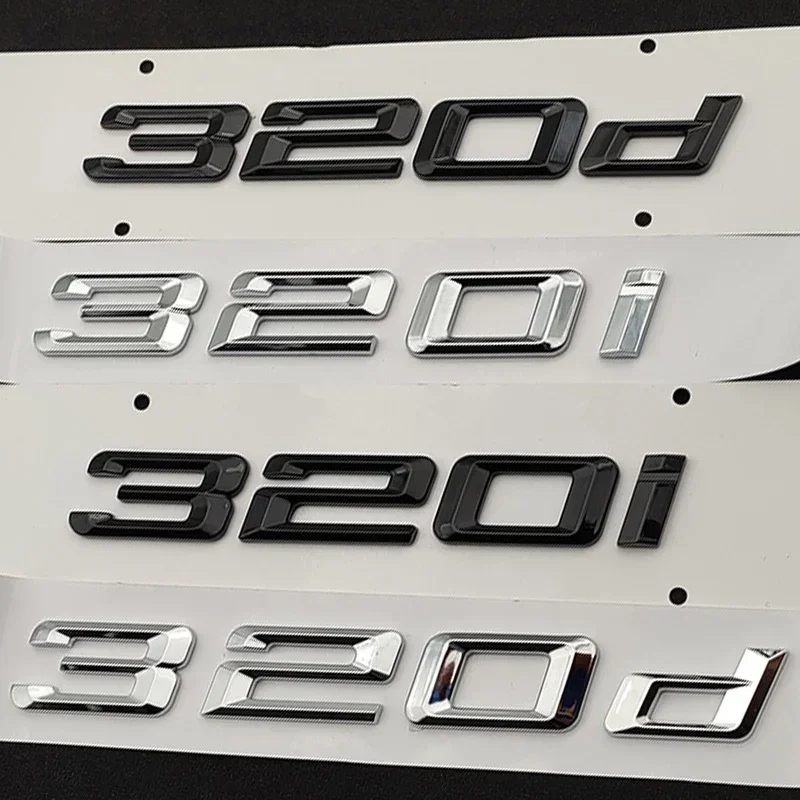 3D Abs Chrome Black Logo 320I 320D Emblem Car Trunk Letters Per Bmw 320I 320D Sticker Badge G20 F30 E46 E90 F31 F34 Accessori