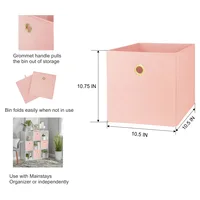Mainstays Collapsible Quilted Fabric Cube Storage Bins (10.5" x 10.5"), 4 Pack, Pink Blush 2