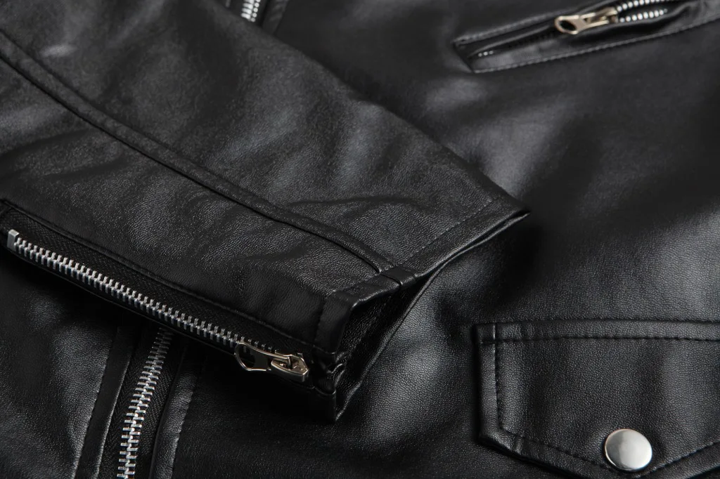 Description Picture 6 of item2024 Men PU Leather Jacket Motorcycle Fashion Slim Fit Leather Coat