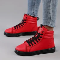 2025 Spring Fashion Red Men's Sneakers High Top Skateboarding Shoes for Men Women Comfortable Unisex Leather Sneakers Size 35-46 - Image 2
