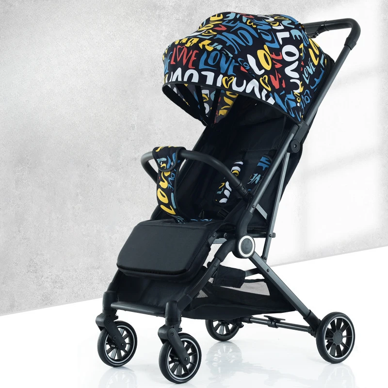 Adjustable Baby Pram with Shock Absorption, Lightweight 6.8kg Carriage, Canopy & Reclining Seat for 0-3 Years Practical Baby Car