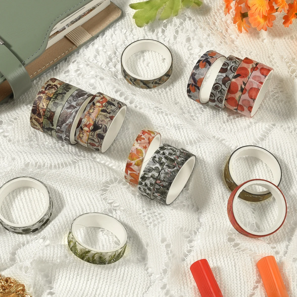 5 Rolls Spring Floral Washi Tapes Colorful Flowers Watercolor Plants Masking Tape Scrapbooking Adhesive DIY Journals Craft 3