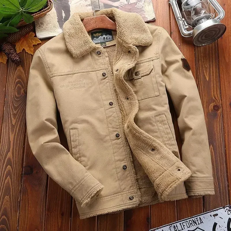 

2023 Winter New Men's Cotton Coat Solid Unhooded Casual Mid Length Cotton Coat