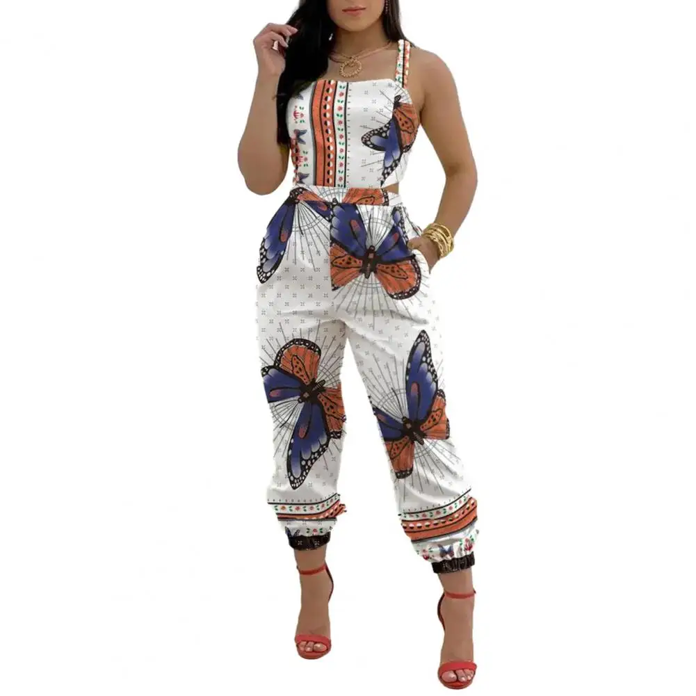 

Fashion Shrinkable Cuffs Square Collar Flower Pattern Long Playsuits Overalls Streetwear Summer Rompers Ladies Jumpsuit