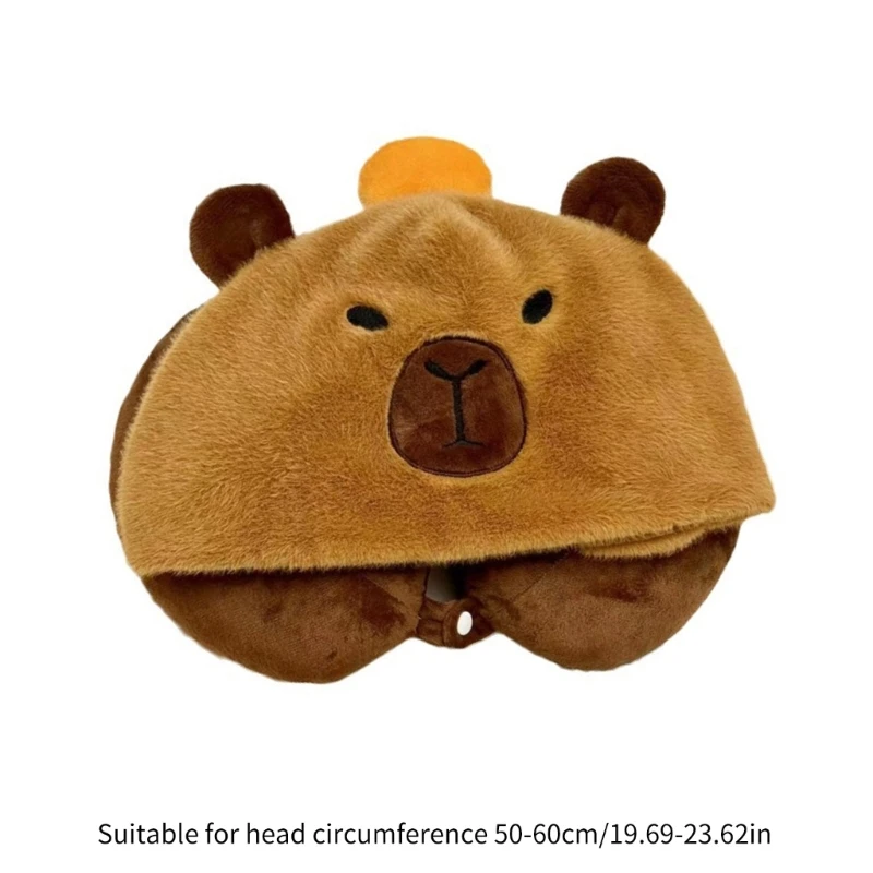 Capybara Hat Neck Pillow Anime Figure Hooded UShaped Pillow Soft and Portable Relieve Neck Strain for Travel Dropship 6