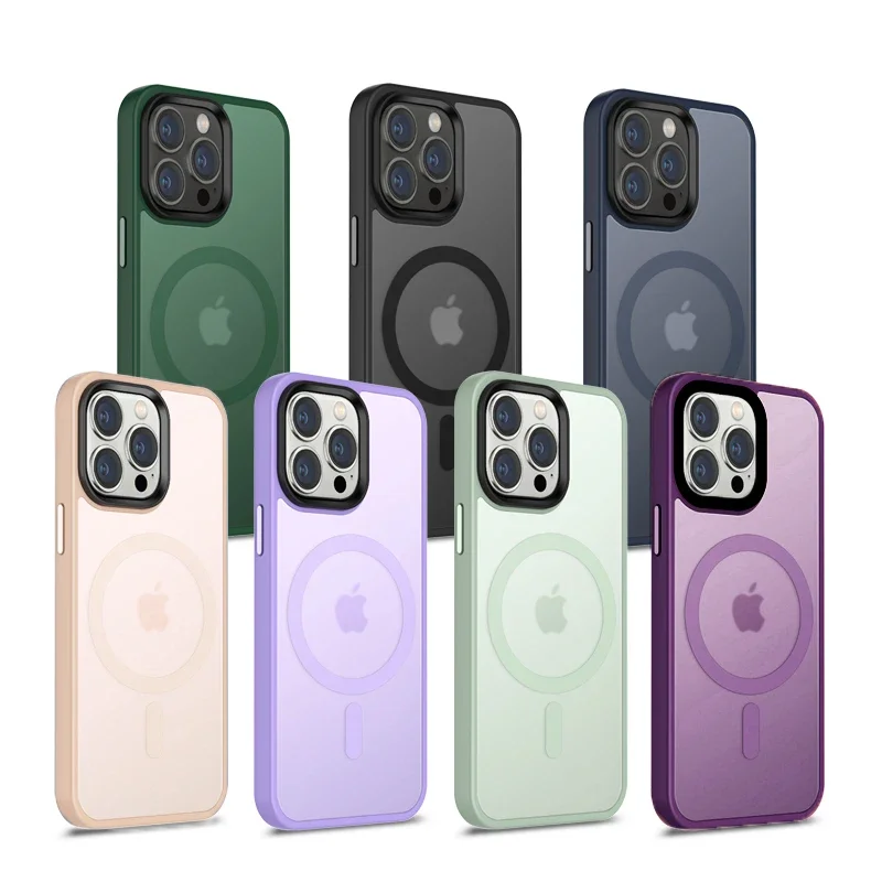 Premium Matte Shockproof Translucent Magnetic Armor Phone Case with Clear Bumper Cover