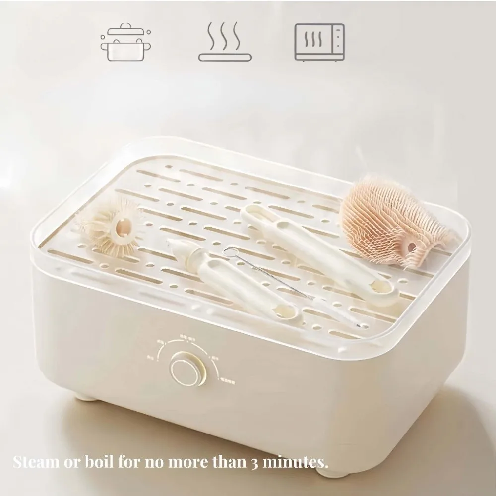 6pcs/set Multi-functional Milk Bottle Cleaning Brush Set Anti-lost Drain Bracket Baby Nipple Brush Kit Eyedropper Brush Silicone