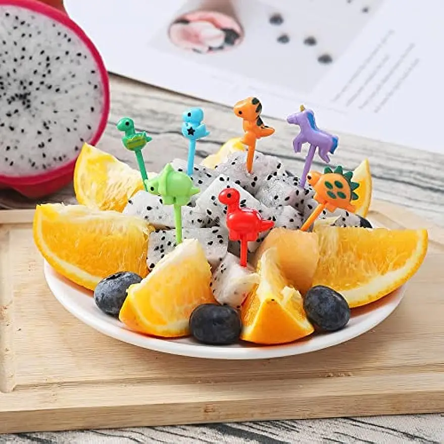 Fruit Fork Food Toothpicks Food Picks 32Pcs Food Picks for Kids Cute Cartoon Mickey Unicorn Dinosaur Reusable Toddler Mini Toothpick Lunch Box Accessories