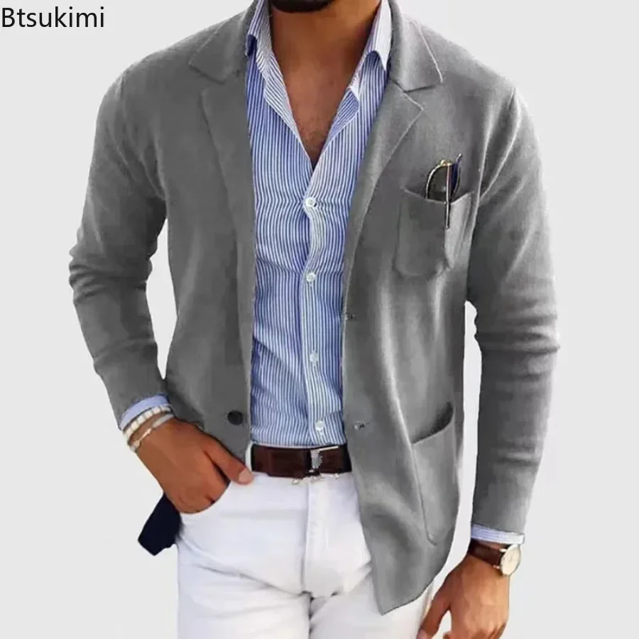Mens Blazer New Men's Blazer Jackets Fashion Slim Fit Solid Single-breasted Suit Coats Business Casual Outerwear Wedding Suits for Men mens blazer