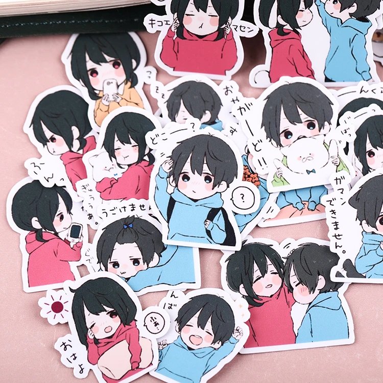 36pcs Cute Little Couple's Hand-book Sticker Hand-book Characters Korean Wind Ins Wind Diy Photo Album Mobile Phone Material