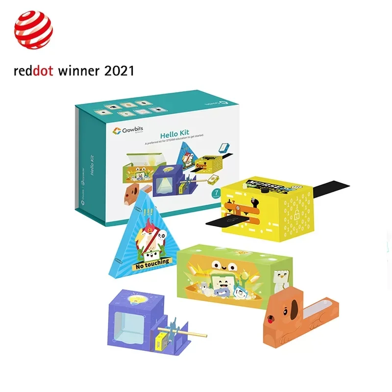 

Crowbits Hello Kit No Codeing DIY Learning Kit Carton Paper&Electronic Module STEM For Programming Beginners For Kids Gifts Toy